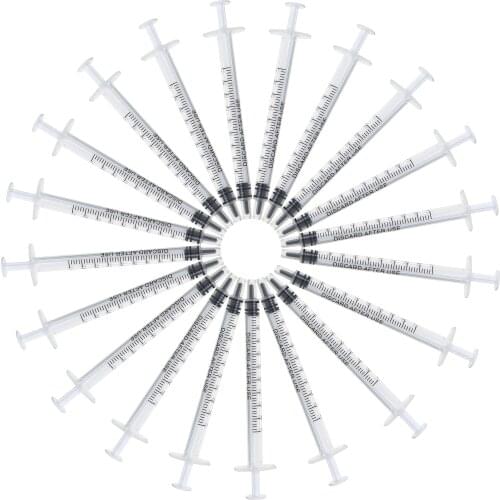 New 20pcs 1ml Plastic Disposable Injector Syringe For Refilling Measuring Nutrient For Feeding For Mixing Liquids No Needles