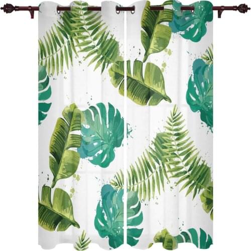 Banana Turtle Green Leaves Window Curtains for Living Room Bedroom Kitchen Decor Window Treatments Christmas Curtains