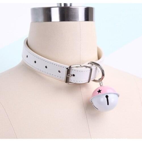 Choker Necklace Short Bells Pendant Sound Punk Style Fashion Party Women Men Jewelry Faux Leather Adjustable Collar Neck Chain