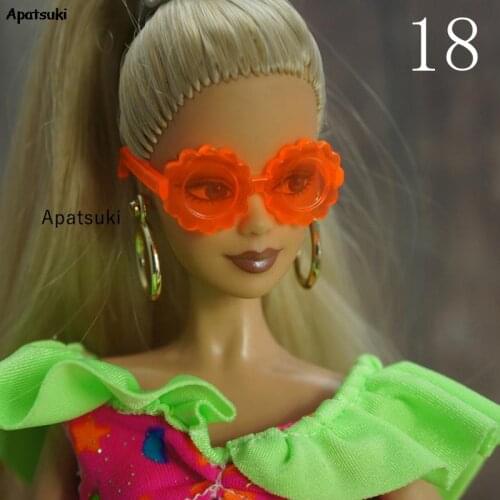 Orange Flower Plastic Glasses For Barbie Doll Sun Glasses Eyeglasses For Ken Boy Dolls Sunglasses Toys Dollhouse Accessories 1/6