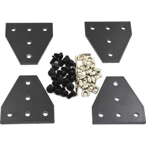 Corner Bracket Plate with Screws and T Nuts, 5-Hole Tee Outside Joining Plate for 2020 Series Aluminum Profile 3D Printer Frame