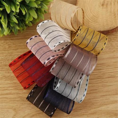 Kewgarden 1" 1.5" 25mm 40mm Stripe Twill Organza Ribbon Packing Riband Handmade Tape DIY Bowknot Hairpin Accessories 20Yards