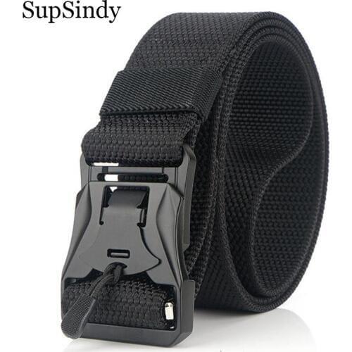 SupSindy Military Equipment Combat Magnetic Metal Buckle Outdoor Tactical Belts for Men Army Training Nylon Waistband male strap