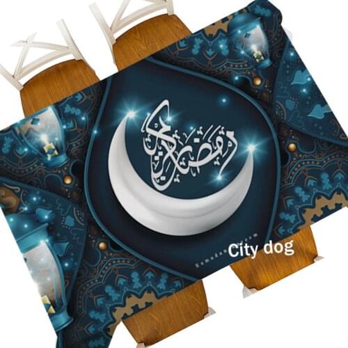Table Cloth Colorful Muslim Eid Mubarak Ramadan Islamic Cultural Art Decorative Tablecloth Large Wall Art Mosque Moon Star Linen
