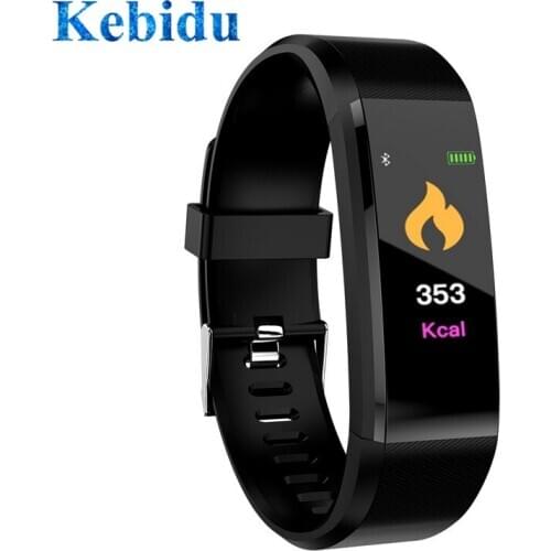Kebidu Bluetooth Smart Watch ID115 Plus Bracelet Wristband Heart Rate Tracker Remote Camera LCD Wristband For Android iOS Phone