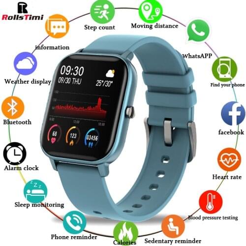 RT Fashion Smart Watch Men Women IPX7 Waterproof Fitness Tracker LED Full Screen Touch Heart Rate Monitor Sports smartwatch