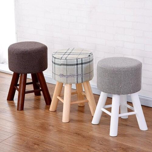 Solid Wood Low Stool Small Stool Household Makeup Stool Shoes Stool Modern Simple Dining Stool Desk Round Stool Creative Sofa St