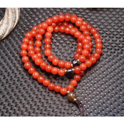 UPD210323A1 Energy Tibetan Agate 8MM Red Agate dZi Bead 108 Prayer Necklace ZZY Timestown Sauces