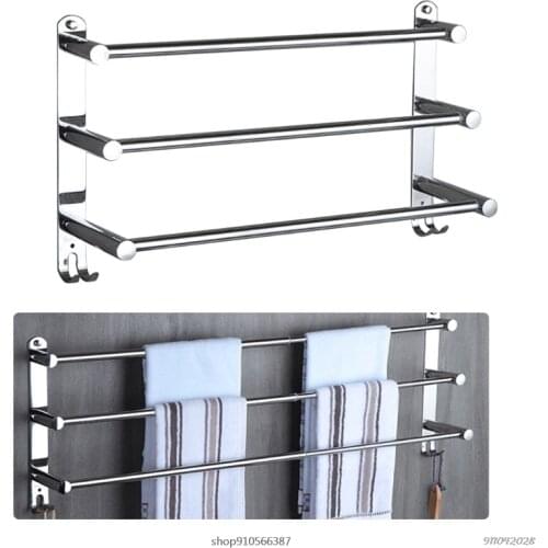 Stretchable Adjustable Stainless Steel Towel Bar 3-Tier Flexable Bathroom Rack Wall Mount Hand Towel Hanger Holder 21 Wholesales