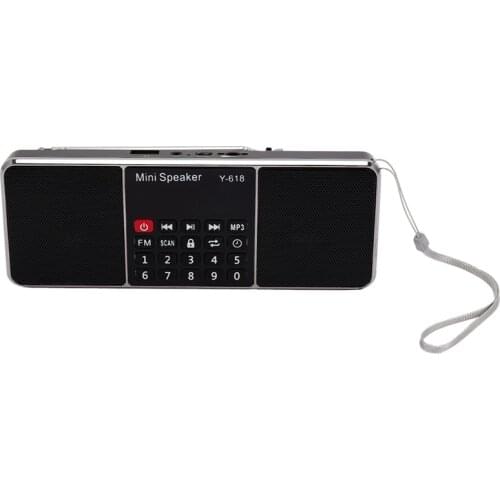Y-618 Mini Fm Radio Digital Portable Dual 3W Stereo Speaker Mp3 Audio Player High Fidelity Sound Quality W/ 2 Inch Display Scree