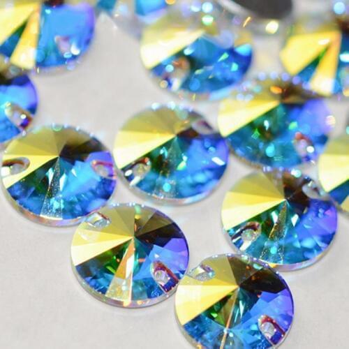 YANRUO 3200 Rivoil Top Quality AAAAA Sew-On Rivoli Round Crystal Glass Sew On Rhinestones Stones For Clothes Dresses