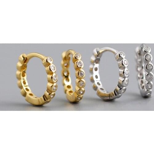 Enosola Simple Real 925 Sterling Silver 8.5mm Pave White Zircon Circle Stud Earrings for Women Party Unisex Jewelry Accessories