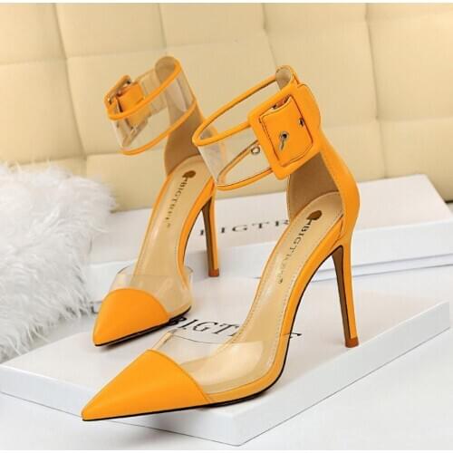 Koovan Women Pumps 2020 New Stiletto High Heels 10cm Sexy Pointed Slip-on Sandals Wedding Dress Shoes For Women Lady Size 43