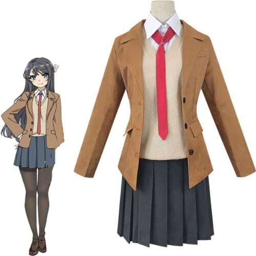 Costume Sakurajima Mai Cosplay Wig Seishun Buta Yarou Series Women School Uniforms Halloween High School Girls Party Suits