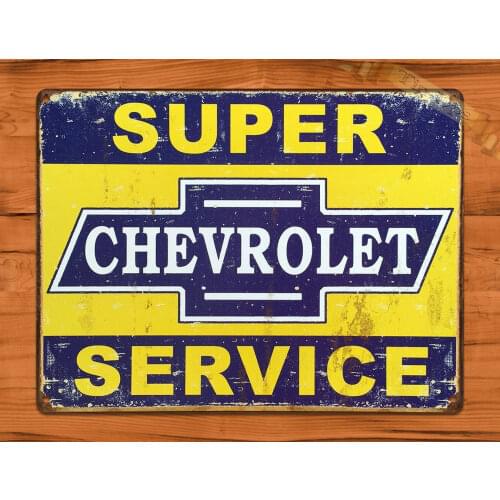 TIN SIGN "Chevrolet Super Service" Chevy Rustic Garage Auto Wall Decor 8" x 12" inch