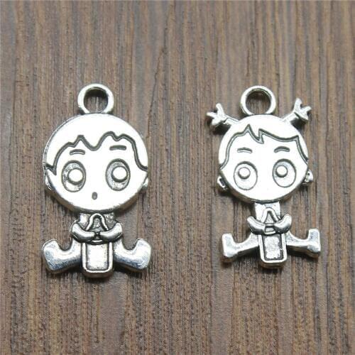 10pcs Charms Baby Antique Silver Color Baby Boy Charms Pendants For Bracelets Girl Baby Charms Wholesale