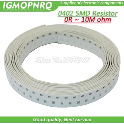 100PCS 0402 SMD resistor 0R ~ 10M 1/16W 0 1 10 100 150 220 330 ohm 1K 2.2K 4.7K 10K 100K 0R 1R 10R 100R 150R 220R 330R 1M 10M