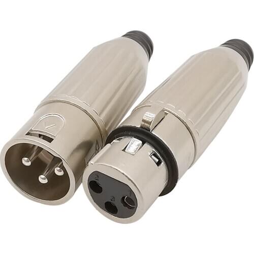 2Pcs XLR Connector XLR 3Pin Male Plug & Female Socket Cable Wire Adapter For Microphone Speaker Connectors