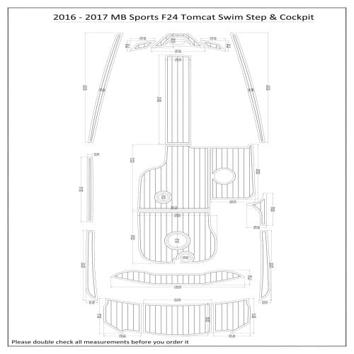 2016 - 2017 MB Sports F24 Tomcat Swim Step & Cockpit Pad Boat EVA Teak Decking 1/4" 6mm