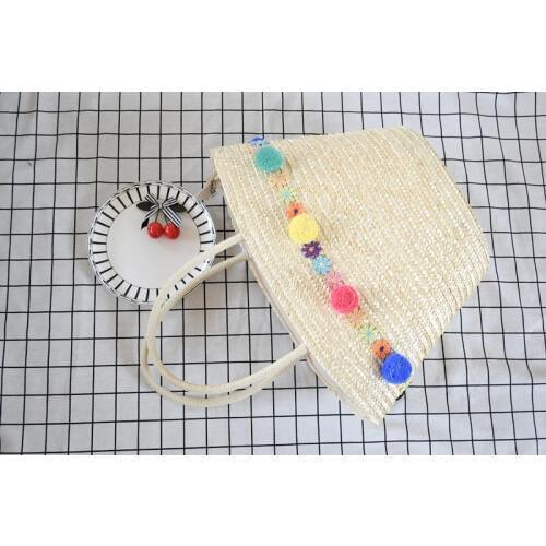 42xCM 2017 New Hair Ball Flower Straw Hat Package Summer Vacation Package A2888