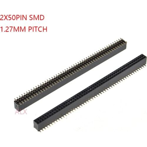 5PCS SMT SMD 2X50 PIN Double row Straight FEMALE PIN HEADER 1.27MM PITCH Connector Socket 2*50 100PIN 2x50P 2x50pin FOR PCB