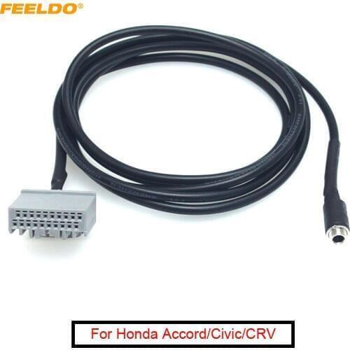 FEELDO 1Pc Car Audio 3.5mm Female Plug AUX Wire For Honda CRV Civic Accord AUX In Input Interface Adapter Cable #6052