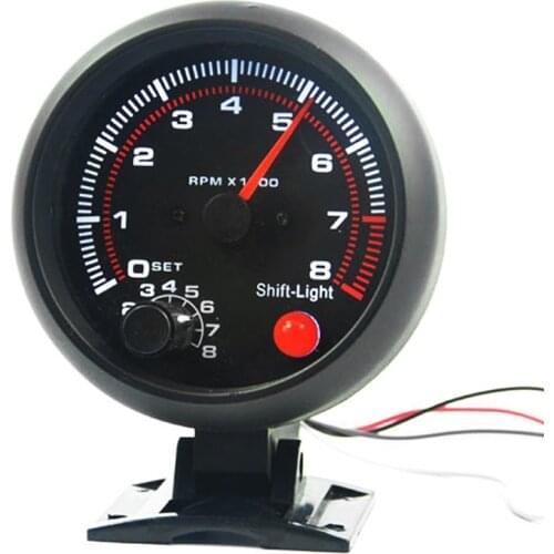 8000RPM Black Car Tachoscope Gauge Revolution Meter 12V 3.75 Inch Universal Car Tachometers