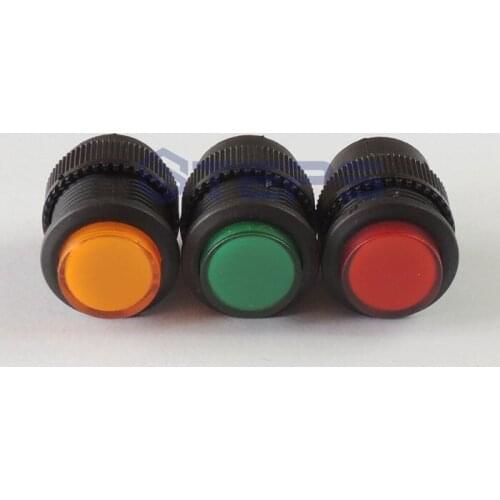 Free shipping 3pcs/lot Self-reset switch include lamp 1.8V point move power switch 1NO R16-503BD 16mm