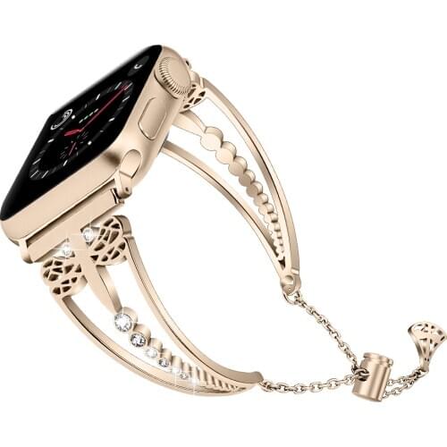 Women Ladies Bracelet for Apple Watch Band Series 6 SE 5 4 3 2 Fashionable Diamond Cowboy Chains Strap Metal Link 38/42/40/44mm