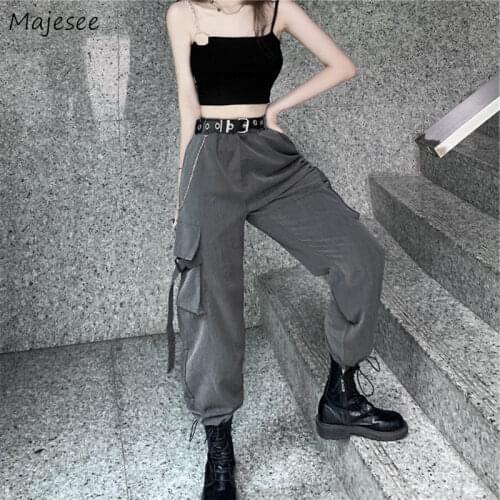 Cargo Pants Women Pockets Plus Size 3XL BF Ins Streetwear High Waist Cool Ulzzang Chic All-match Loose Casual Trousers Autumn