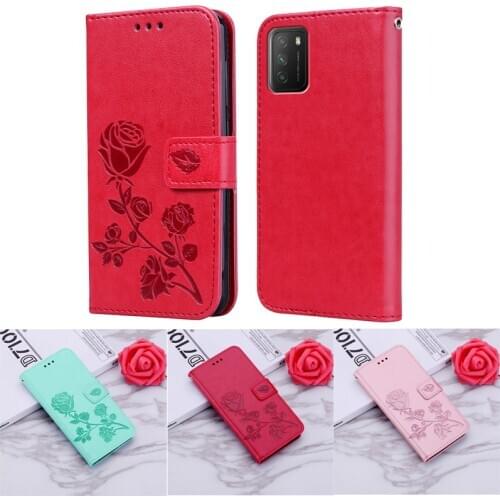 Rose Flower Phone Case For Poco M3 Fundas Xiaomi Poco M3 M 3 M2010J19CG M2010J19CT Wallet Women Cover on Carcasas Poco M3 Mujer