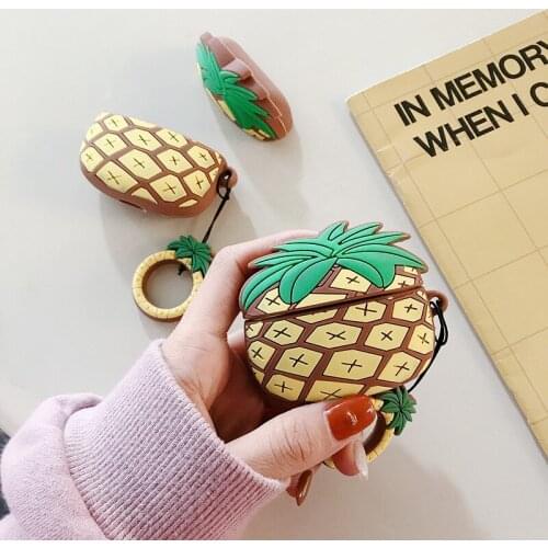 Kjoew For AirPods Case Wireless Earphone Cover For Apple Air Pods Cute Pineapple Earphone Case Headphone Protective Sleeve