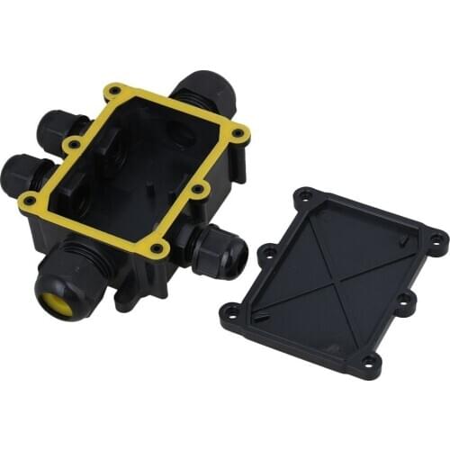 Black IP68 Waterproof UV Sunproof Outdoor 5 Way Cable Wire Connectors Junction Box 2 In 3 Out with Terminal