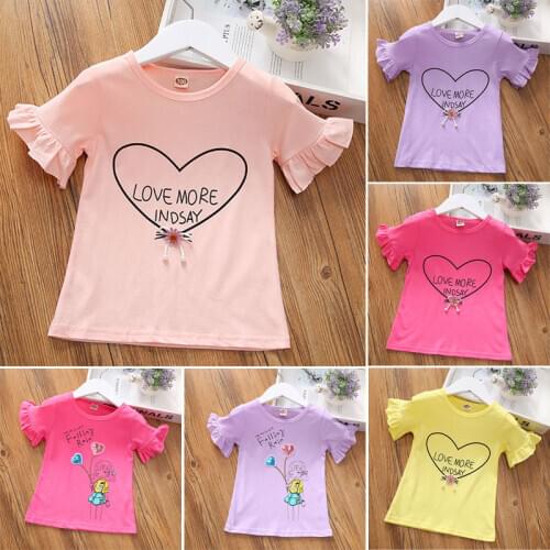 Childrens T-Shirt Children for Girl Boy Girls Kids Kids Shirts Child Baby Toddler Heart Print Tee Tops Clothing Short Tees