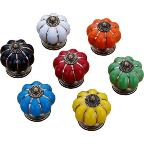 Pumpkin Ceramic Handles 40mm Drawer Knobs Cupboard Door Handles Single Hole Cabinet Handles Furniture Handles