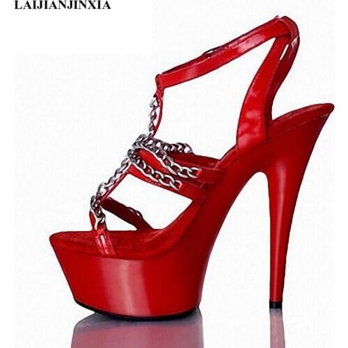 LAIJIANJINXIA New Women Sexy Nightclub 17CM High Heels Feathers Slippers Party Queen Shoes Dancing Shoes Open Toe Sandals