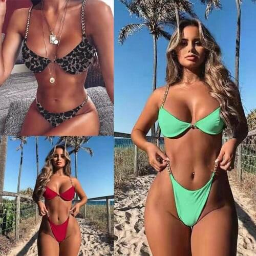 Maillots de bain femmes plus up bikini set sling thong white swimming for women chain2020 sexy brazilian bikini ladies beachwear