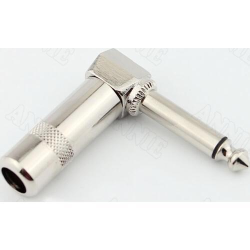 50pcs/lot 6.35 Metal Mono Track Audio Plug 2 Pin 6.5 Microphone Solder Socket Bent Type