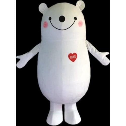 Cute White Bear Fursuit Cosplay Party Ice and Snow Game Cartoon Dress Outfits Carnival Halloween Xmas Easter Advertising
