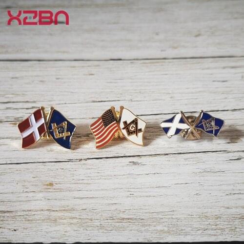 Masonic Lapel Pins Badge Mason Freemason B39 USA and Mason Crossed Friendship