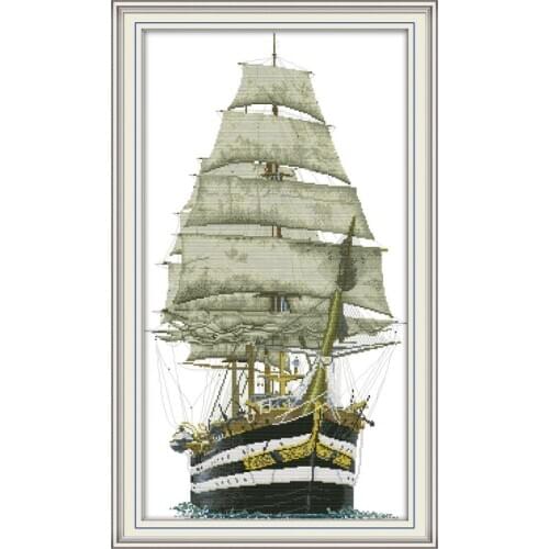Joy Sunday New Cross Stitch Kit Ancient Warship Needlework Kits DMC 11&14 CT DIY Handmade Embroidery Kit for Home Decor&Gift