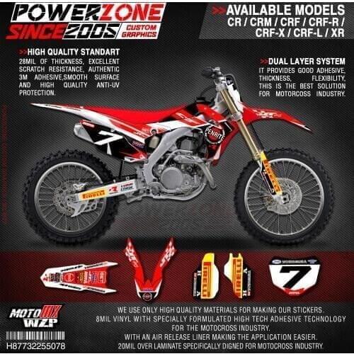 PowerZone Custom Team Graphics Backgrounds Decals 3M Stickers Kit For HONDA CRF250R 2014-2017 CRF450R 2013-2016 078