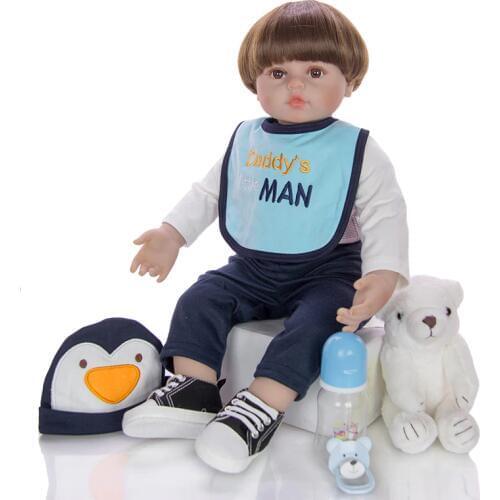 New 24 Inch Reborn Dolls 60 cm Soft Silicone vinyl Newborn Babies DOLL For Sale bebe reborn toddler boy Kid Birthday gift toys