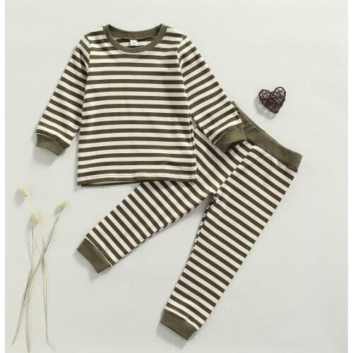 Newborn Baby Boys Girls Clothes Infant Autumn Fall Set Cotton Stripe Long Sleeve Top Pants Spring Autumn Outfits Suit