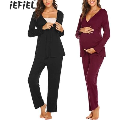 Pajamas Sets For Pregnant Women Maternity Sleepwear Nursing Clothes Pregnancy Summer Cotton Breastfeeding Nightwear Home Wear