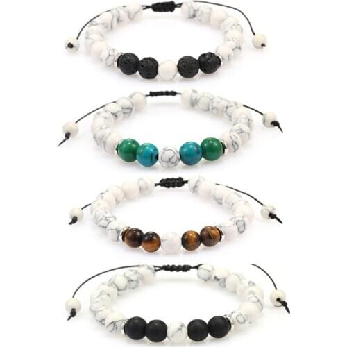 Braided 8mm Beads Bracelet Natural Turquoises Stone man women Yoga Meditation Braclet Armband Couple Adjustable Gift Wholesale