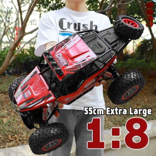 1:8 55CM RC Car 2.4G Radio Control 4WD Led Light Remote Control Off Road Electric Vehicle Monster Car Toys for Children Kid Gift