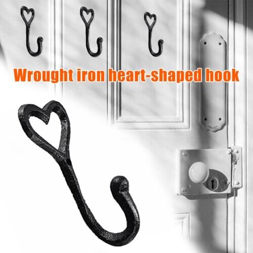 Retro Wrought Iron Heart-Shaped Hook Bedroom Decorative Home Wall Mounted Vintage Hat Coat Holder Storage Hanger Hook Tool