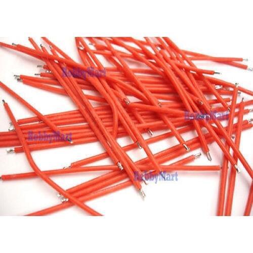 50 PCS 22 AWG Silicone Rubber Wire 1.7mm Diameter on Red color Length : 80mm