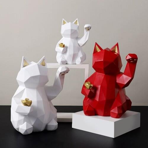 Resin Sculpture Lucky Cat Decoration Fashion Modern Home Sculpture Decoration Statue Gift